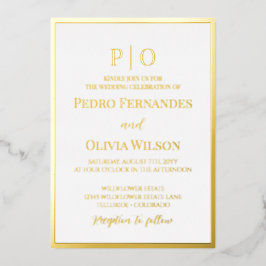 Enkel inbjudan till folie av folie av guld ram brö