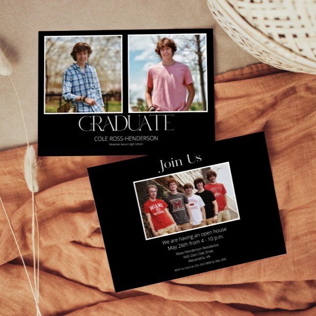 Enkel inbjudan till fotoannonsering i Studenten (Chic Typography Graduation Announcement Invitation)