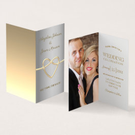 Enkel inbjudan till fotobröllop i Silver och Guld