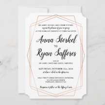 Enkel inbjudan till Geometric Wedding i Guld
