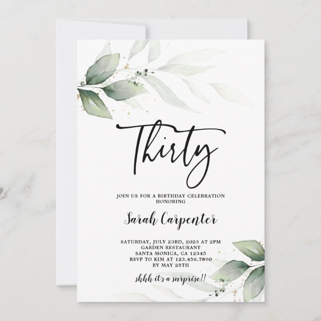 Enkel inbjudan till Greenery 30års födelsedag (Framsida)