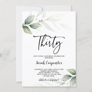 Enkel inbjudan till Greenery 30års födelsedag