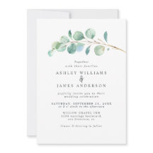 Enkel inbjudan till Grönt Eucalyptus Foliage Weddi