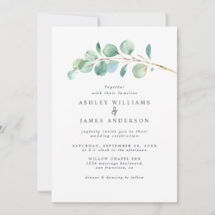 Enkel inbjudan till Grönt Eucalyptus Foliage Weddi