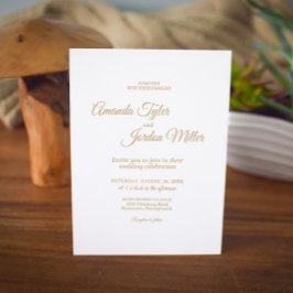 Enkel inbjudan till Guld Calligraphy Wedding