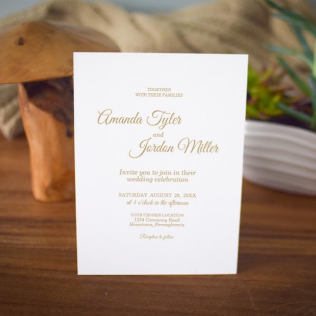 Enkel inbjudan till Guld Calligraphy Wedding (Skapare uppladdad)