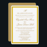 Enkel inbjudan till Guld och vitt bröllop<br><div class="desc">Simple Guld och White Wedding Card designad med nadil2. Anpassa med ditt monogram och lägg till all din bröllop-information på kortet med hjälp av Zazzles enkla använda "Anpassa"-menykommandon. Kommer med tomt vitt kuvert. En enkel elegant för en klassisk,  traditionell bröllopsinbjudning.</div>