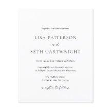 Enkel inbjudan till klassiskt budgetbröllop för El