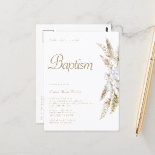 Enkel inbjudan till Pampas Grass White Guld-baptis