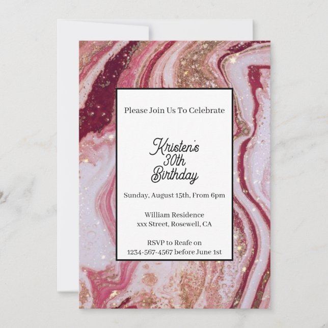 Enkel inbjudan till Red Birthday (Framsida)