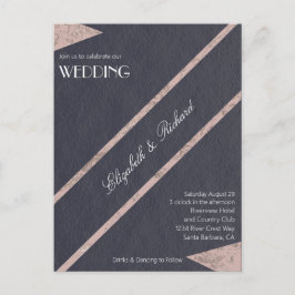 Enkel inbjudan till Ro Marble Blue Wedding Guld
