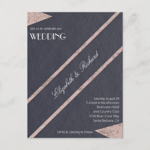 Enkel inbjudan till Ro Marble Blue Wedding Guld