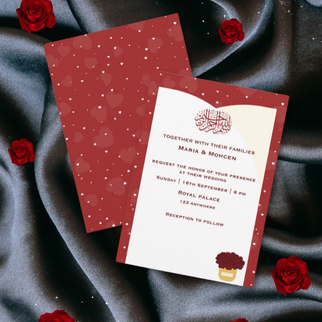 Enkel inbjudan till Romantic Red Heart Wedding (Skapare uppladdad)