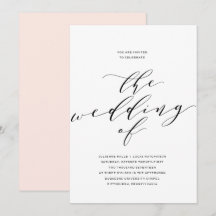 Enkel inbjudan till Romantik Calligraphy Wedding
