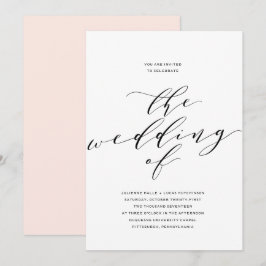 Enkel inbjudan till Romantik Calligraphy Wedding