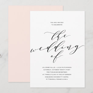 Enkel inbjudan till Romantik Calligraphy Wedding