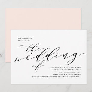 Enkel inbjudan till Romantik Calligraphy Wedding