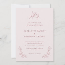 Enkel inbjudan till Rosa-bröllop