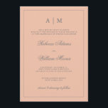 Enkel inbjudan till  Rosa-bröllop med Elegant<br><div class="desc">Den här snyggtens bröllopsinbjudan innehåller en trendig skugga av  rosa och en grått ram och text. Du kan anpassa toppen med initialerna.</div>