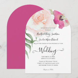 Enkel inbjudan till  Rosa Fushia Blommigt Wedding
