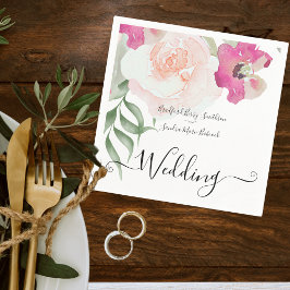 Enkel inbjudan till  Rosa Fushia Blommigt Wedding Pappersservett