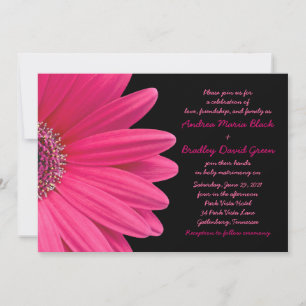Enkel inbjudan till Rosa Gerbera Daisy bröllop