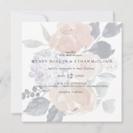 Enkel inbjudan till Rustic Blommigt Square-bröllop