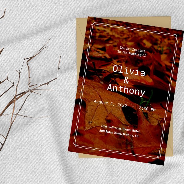 Enkel inbjudan till Rustic Höst löv-bröllop (Skapare uppladdad)