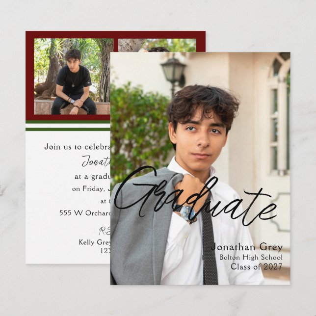 Enkel inbjudan till studenten (Fram/baksida)