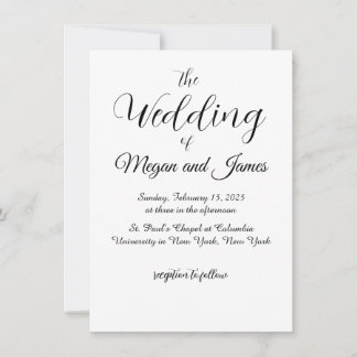 Enkel inbjudan till svartvitt bröllop