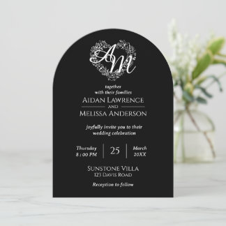 Enkel inbjudan till svartvitt-bröllop