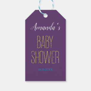 Enkel Indigo Gul Modern Minimalist Bebis Shower Presentetikett