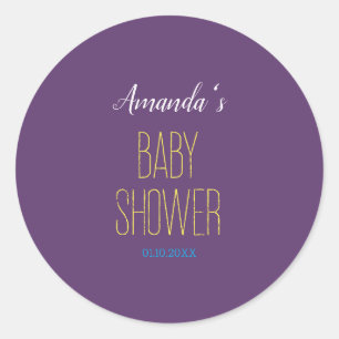 Enkel Indigo Gul Modern Minimalist Bebis Shower Runt Klistermärke