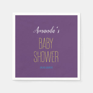 Enkel Indigo Gul Modern Minimalistisk Bebis Shower Pappersservett