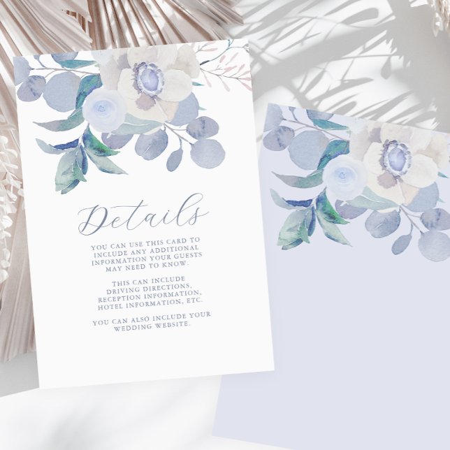 Enkel information om blå vattenfärg Blommigt Bröll Tilläggskort (Skapare uppladdad)