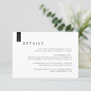 Enkel information om Eleganten Typografi Monogram Tilläggskort