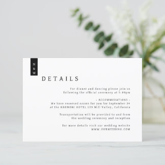 Enkel information om Eleganten Typografi Monogram Tilläggskort