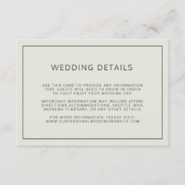 Enkel information om Gräns Light Beige Bröllop Tilläggskort