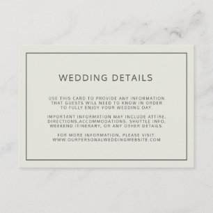 Enkel information om Gräns Light Beige Bröllop Tilläggskort