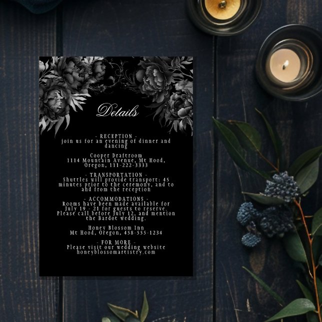 Enkel information om klassiskt Gothic Black Bröllo Tilläggskort (Skapare uppladdad)