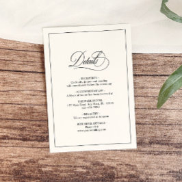 Enkel information om klassiskt svartvitt Bröllop Tilläggskort