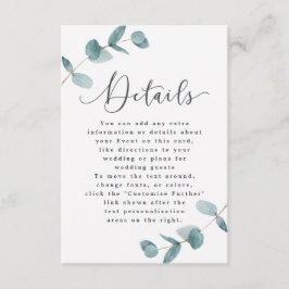 Enkel information om minimalistisk eukalyptus Ram Tilläggskort