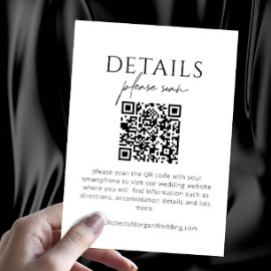 Enkel information om modern Bröllop med QR-kod Tilläggskort