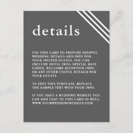 Enkel information om modern Elegant Grått Bröllop Tilläggskort