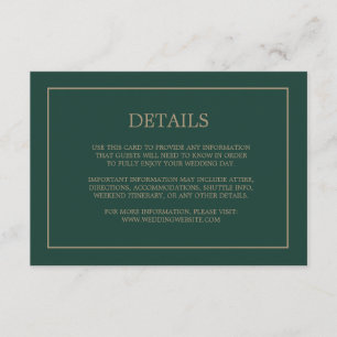 Enkel information om Monogram Emerald Grönt Bröllo Tilläggskort