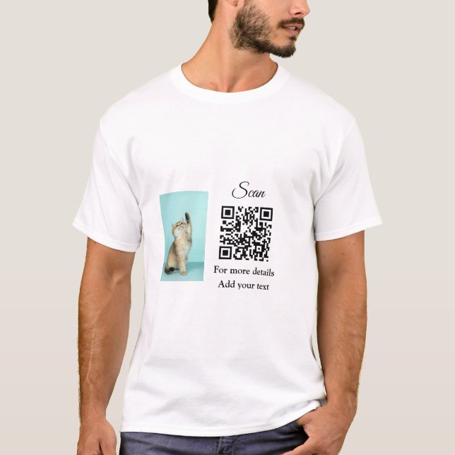 Enkel information om namn för djur QR-kod lägg til T Shirt (Framsida)