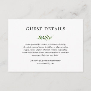 Enkel information om Rustic Boho Greenery Bröllop Tilläggskort