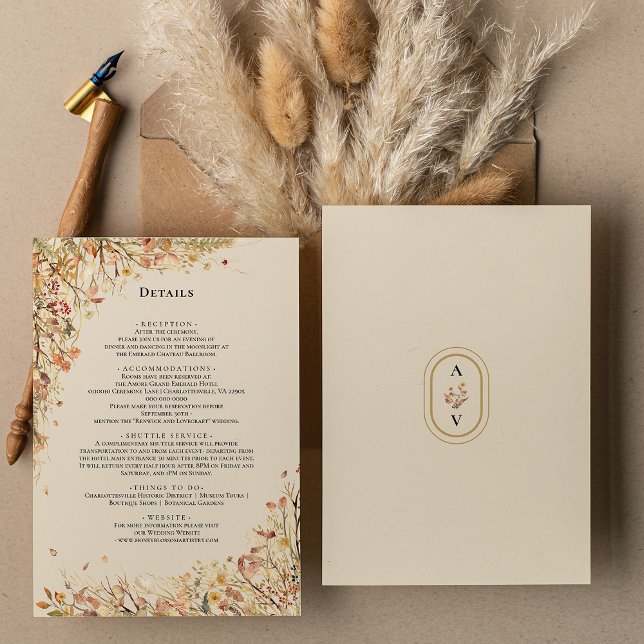 Enkel information om Rustic Fall Beige Bröllop Mon Tilläggskort (Skapare uppladdad)