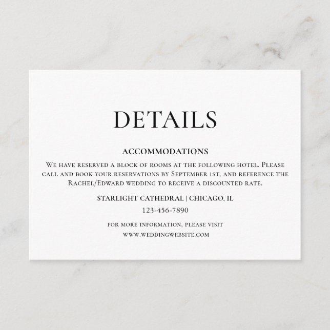 Enkel information om Svartvitt Bröllop Tilläggskort (Framsida)