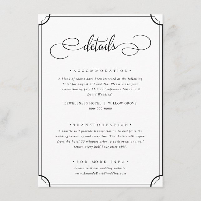 Enkel information om traditionell elegant tilläggskort (Framsida)